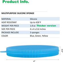 Load image into Gallery viewer, MJDFS, Silicone Sponge for Dish Washing, Dishwasher Safe, Heat Proof and BPA Free, Kitchen Cleaning Sponges for Light Cleaning Tasks, Double Sided Silicone Brush (Set of 3), Multicolor