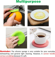 Load image into Gallery viewer, MJDFS, Silicone Sponge for Dish Washing, Dishwasher Safe, Heat Proof and BPA Free, Kitchen Cleaning Sponges for Light Cleaning Tasks, Double Sided Silicone Brush (Set of 3), Multicolor
