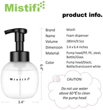 Load image into Gallery viewer, Mistifi foaming soap Dispenser Glass Pump Bottle 280ml (9.5 oz) FS202