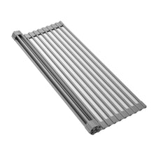 Load image into Gallery viewer, Silicone-Coated Stainless Steel Over The Sink Multipurpose Roll-Up Dish Drying Rack, 20.8"X13.2", Heat Resistant Non Slip Dish Draining Rack BPA Free Dishwasher Safe (L, Gray)