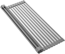 Load image into Gallery viewer, Silicone-Coated Stainless Steel Over The Sink Multipurpose Roll-Up Dish Drying Rack, 17.2"X12.2", Heat Resistant Non Slip Dish Draining Rack BPA Free Dishwasher Safe (S, Gray)