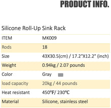 Load image into Gallery viewer, Silicone-Coated Stainless Steel Over The Sink Multipurpose Roll-Up Dish Drying Rack, 17.2"X12.2", Heat Resistant Non Slip Dish Draining Rack BPA Free Dishwasher Safe (S, Gray)