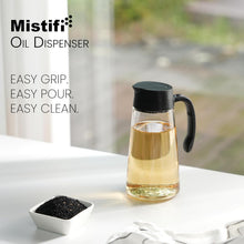 Load image into Gallery viewer, Mistifi Oil &amp; Vinegar Dispenser Bottle – 600ml Glass Cruet with Automatic Cap and Drip-Free Spout for Cooking, Salad, Soy Sauce
