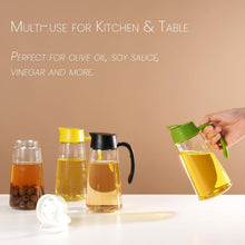 Load image into Gallery viewer, Mistifi Oil &amp; Vinegar Dispenser Bottle – 600ml Glass Cruet with Automatic Cap and Drip-Free Spout for Cooking, Salad, Soy Sauce

