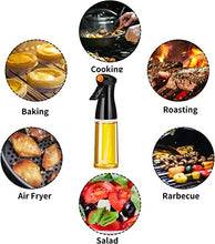Load image into Gallery viewer, Glass Oil Sprayer, 7oz Olive Oil Mister With Replaceable Nozzle, Food Grade Portable Reusable Oil Vinegar Spritzer Sprayer Bottles for Air Fryer, Kitchen, Salad, Baking, BBQ, Frying(black)
